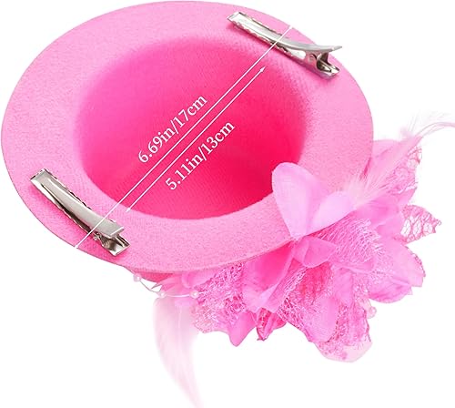 Miniatura 3 de obmwang 5 piezas de suministros de fiesta de té para niñas, guantes de fiesta de té, sombreros para niñas y niños, collar de fiesta de té para
