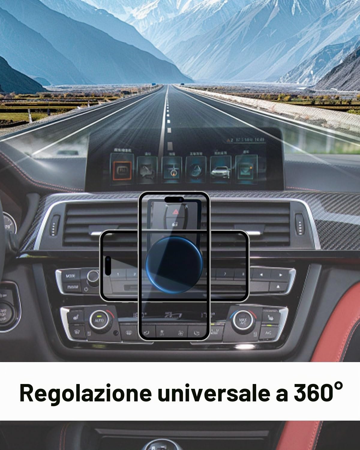 Supporto magnetico per cellulare auto per BMW 1/3/4 Series M3 M4 F20 F30 F31 F32 F33, girevole a 360°, compatibile con supporto auto Magsafe per iPhone 17 16 15 14 e GPS