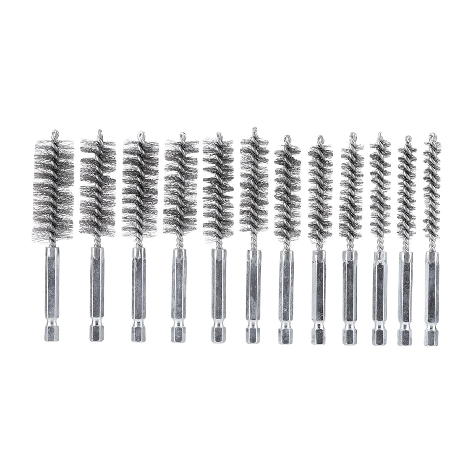 szczotka druciana, Szczotki druciane rurowe 6/8/10/12 szt. Szczotka druciana ze stali nierdzewnej o średnicy 8 mm–19 mm(12PCS)