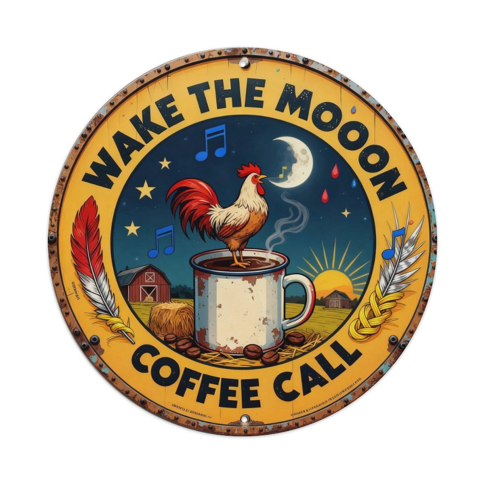 Wake The Moon Sign Metal Tin Sign Plaque