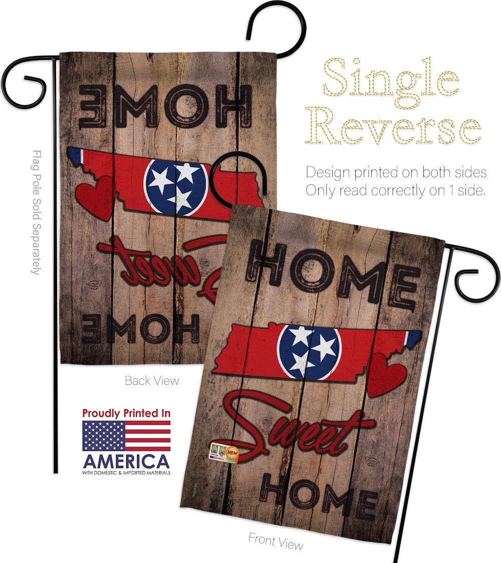 State Tennessee Home Sweet Garden Flag Set with Stand Americana States USA American Territories Republic Country Particular Area Small Decorative Gift Yard House Banner Made In 13 X 18.5