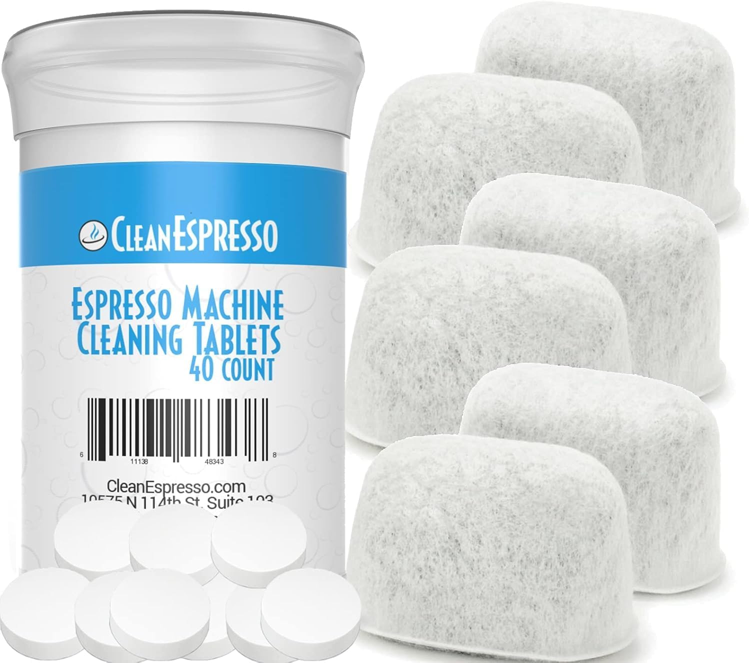 CleanEspresso - Designed For Breville Cleaning Kit - 40 Cleaning Tablets and 6 Water Filters for Breville Espresso Machines - 2g Espresso Machine Tablets product image