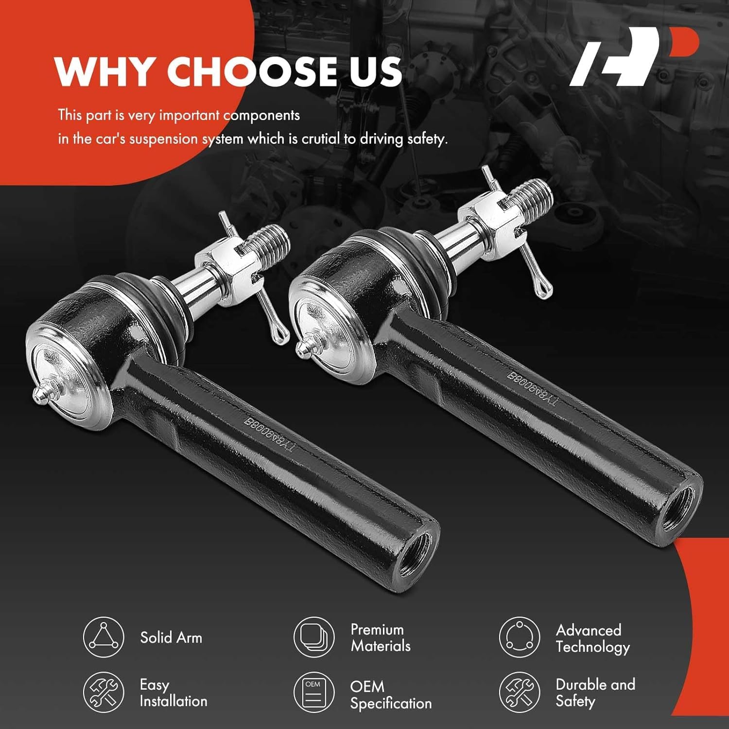 A-Premium 2 x Front Outer Tie Rod Ends, Compatible with Chevy Silverado 1500 14-19, Tahoe/Suburban 15-20 & GMC Sierra 1500 14-18, Sierra 1500 Limited 19, Yukon (XL) 15-20 & Cadillac Escalade 15-20