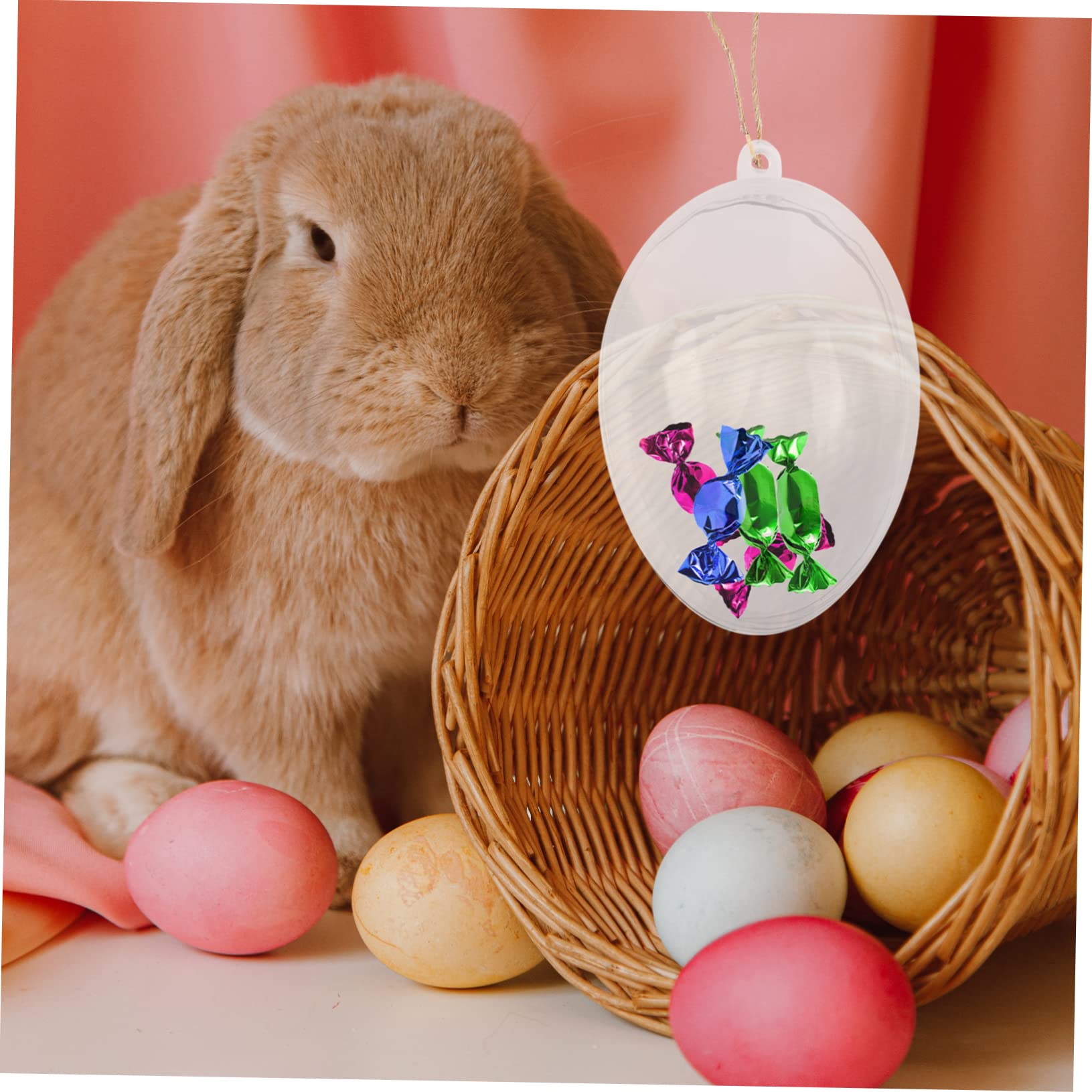 12 Pezzi Uova di Primavera in Plastica Trasparenti con Corda per Decorazioni Appese, Scatole a Forma di Uovo, per Feste e Decorazioni di Festival