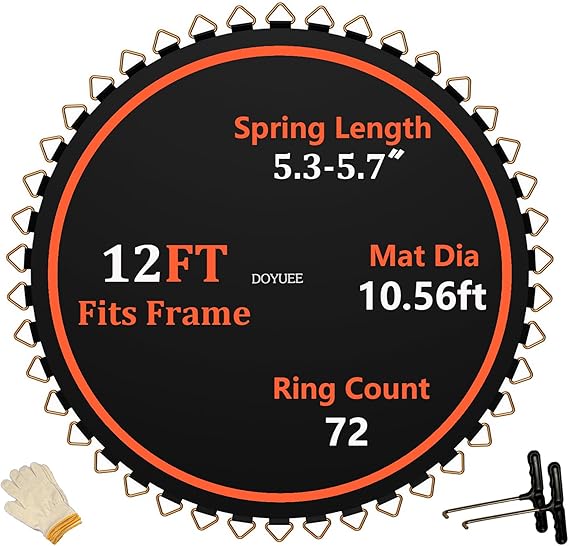 Doyuee Trampoline Mat 12FT，126.8in/10.56ft Dia Mat with 72