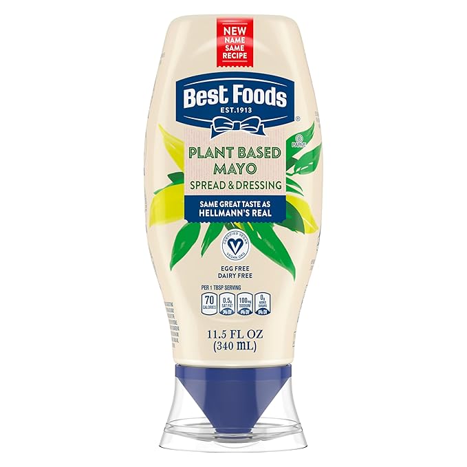 Best Foods Plant Based Dressing and Spread Vegan 1 ct for a Rich, Creamy Plant-Based Alternative to Mayo Same Great Taste, Plant Based, Free From Eggs 11.5 oz