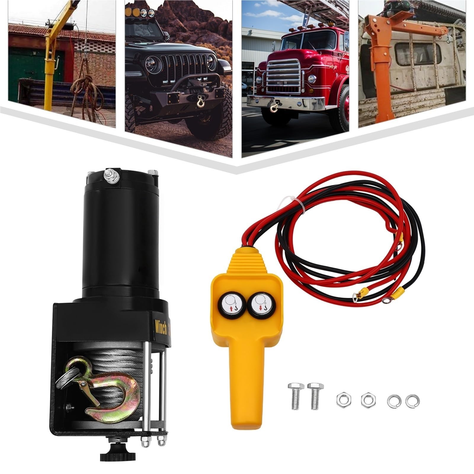 Argani elettrici Verricello Elettrico 12V Kit Da 3000 Libbre Con Controllo Cablato Gru e paranchi a trazione