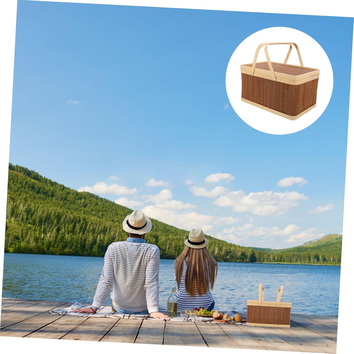 1pc Decorative Handheld Picnic Basket Natural Storage for Snacks and Fruits Rustic Style Outdoor Organizer for Home and Gatherings