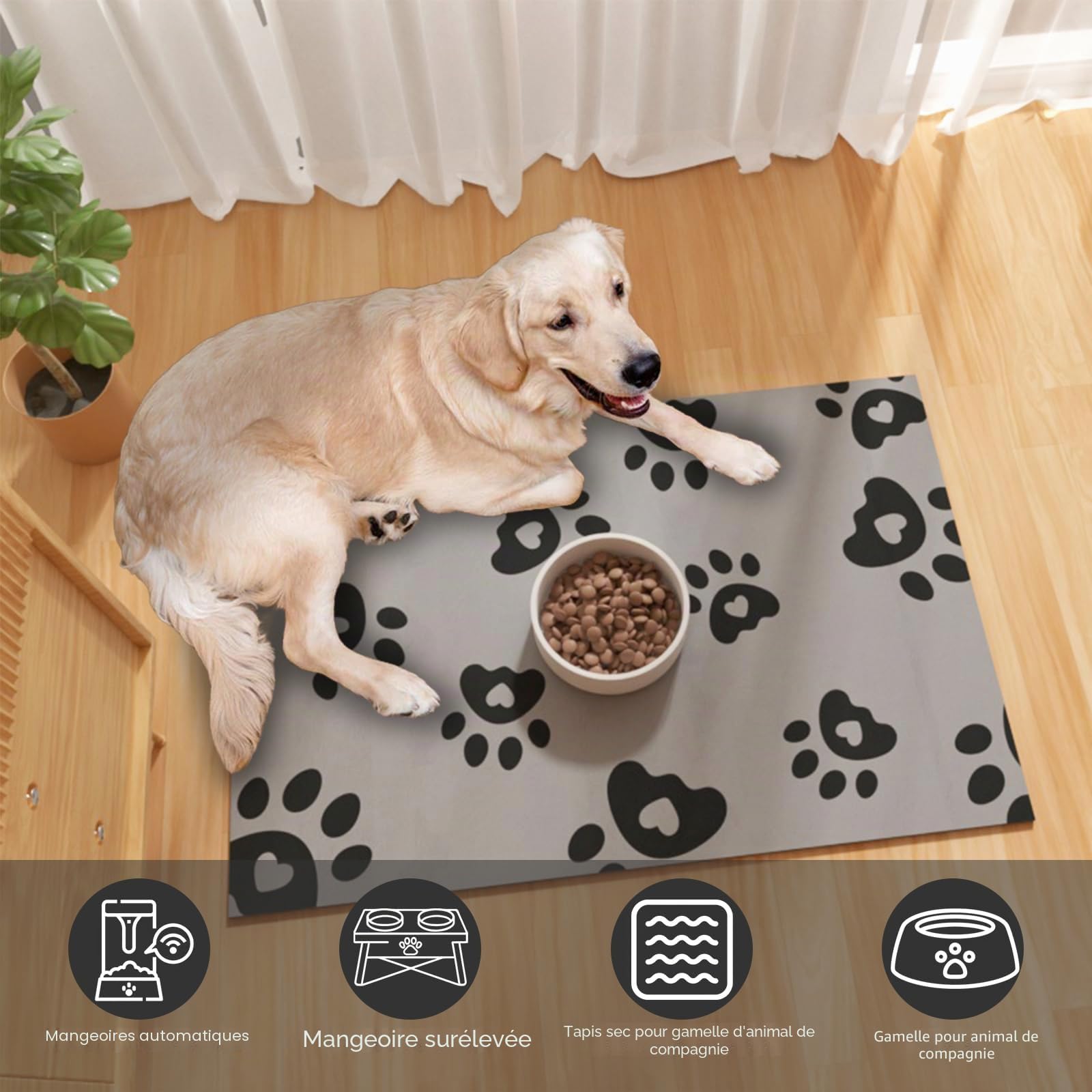 BLESWIN Tapis d'alimentation pour Animaux de Compagnie 30x50cm