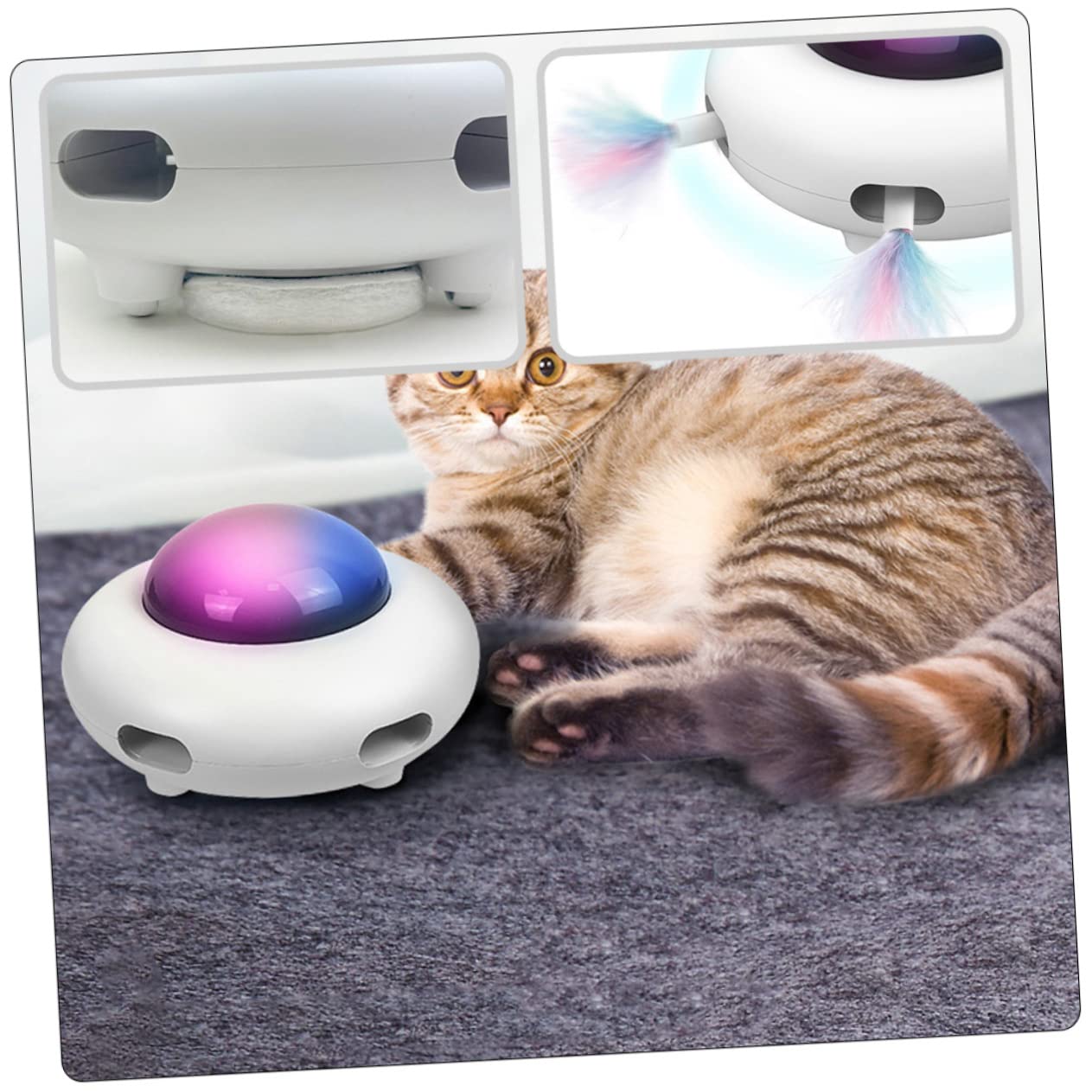 BESPORTBLE Automatisches Interaktives Katzenspielzeug Mit Rotierenden Federn Unterhaltsame Katzenbeschäftigung Für Drinnen Spielerisches Und Selbstunterhaltsames Katzenzubehör Fördert