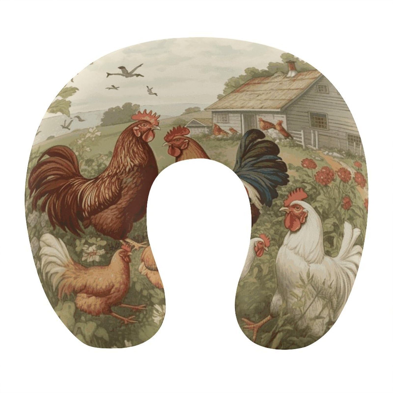 Btcowzrv Style Chickens And Farm U Shaped Neck Pillow Travel Pillows