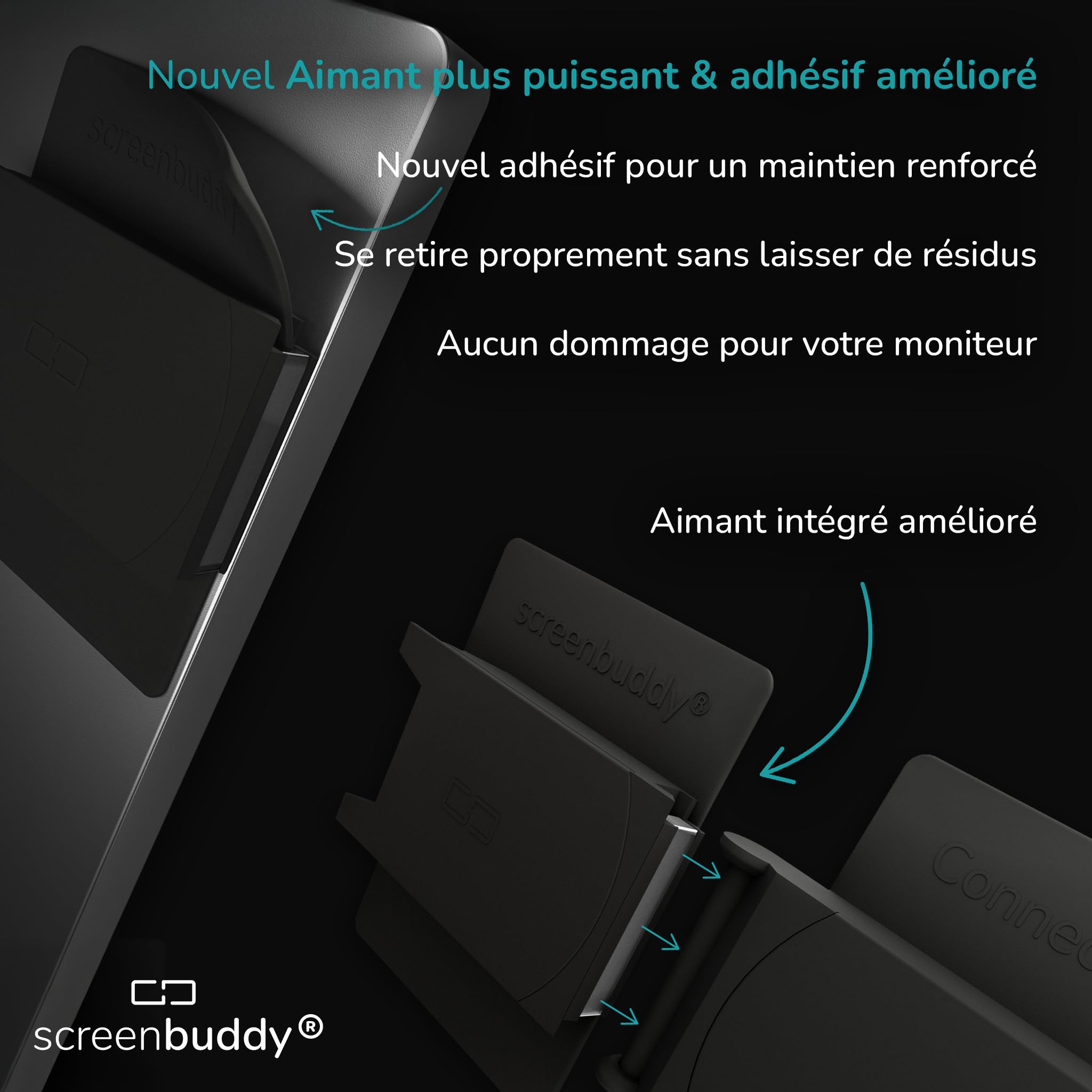 Set de 2 Connexion magnétique pour écrans avec Fonction Smart-Lock, Accessoires innovants pour Ordinateurs/Jeux, Made in Germany