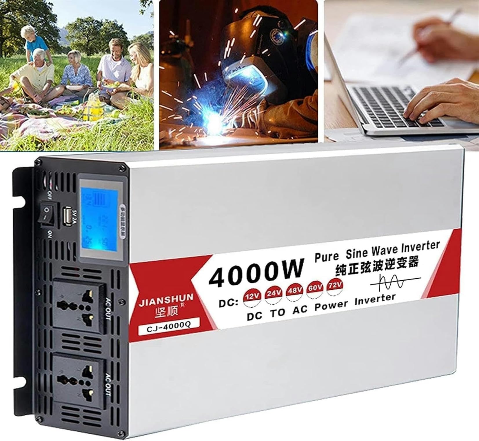 Onduleur pure sinus 12V 24V 48V vers 220V convertisseur tension pour panneau solaire 6000W