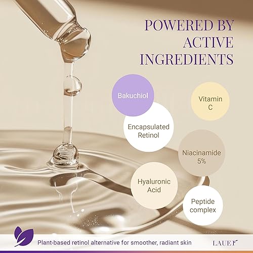 Miniatura 3 de Bakuchiol - Suero de retinol para cara con vitamina C ácido hialurónico y niacinamida, suero a base de plantas antienvejecimiento que reduce las