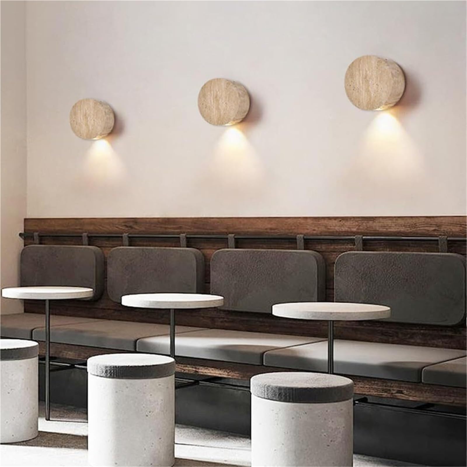 Nowoczesne lampy ścienne kinkiet gniazdo G4 kamień wewnętrzny okrągły trawertyn lampy oprawa przewodowa lampa wewnętrzna do sypialni salonu przedpokoju korytarza
