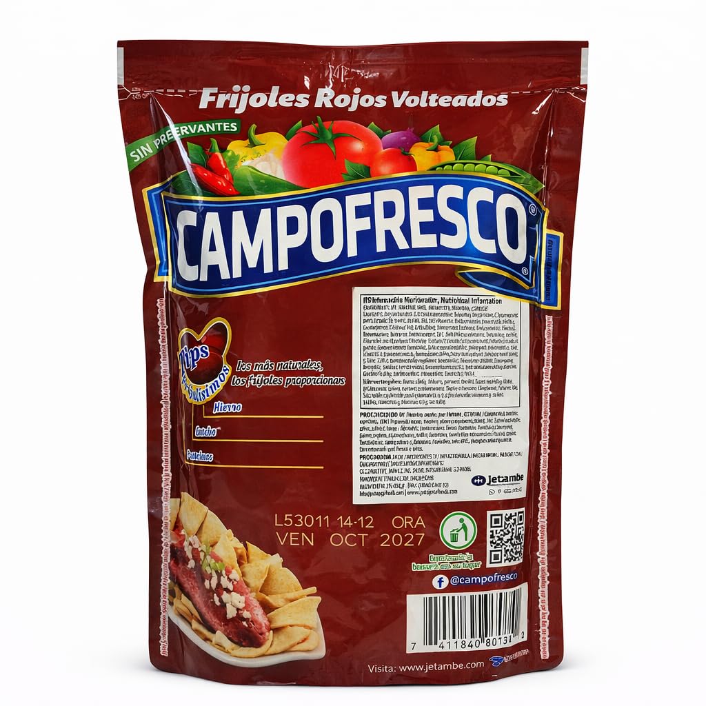 FRIJOLES - CAMPOFRESCO - FRIJOLES ROJOS VOLTEADOS CAMPOFRESCO - 380gr