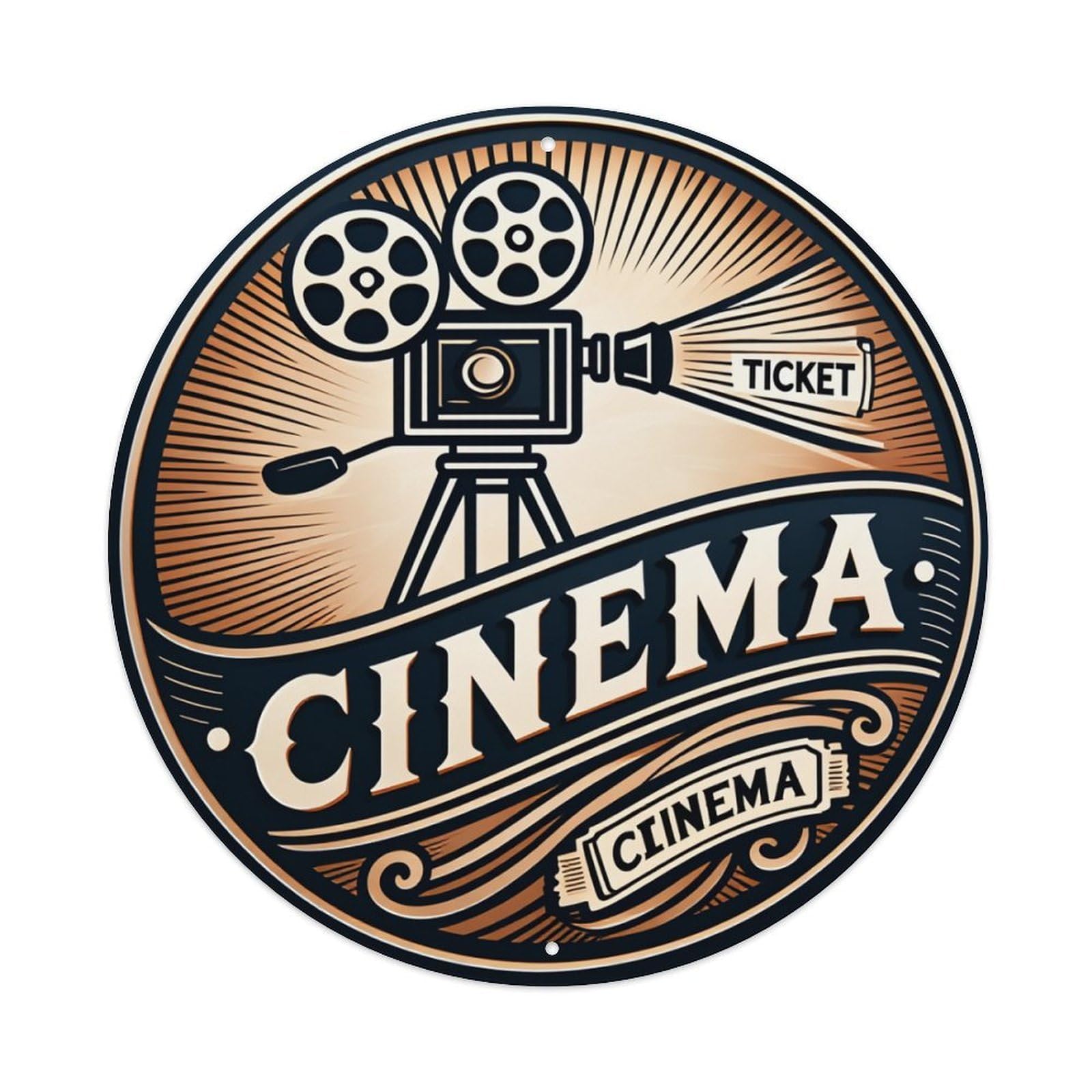 Jdfenggu Vintage Cinema Camera Ticket Design Art Retro Metal Tin Sign, Metal Poster For Bar, Home, Man Cave, Kitchen, Laundry Room Art Decor 8X8 Inch