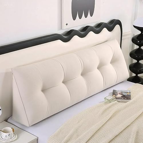 Miniatura 2 de Almohada triangular de cuña para cabecero, almohadas de lectura triangulares para sentarse en la cama, almohada de cuña para adultos, color beige