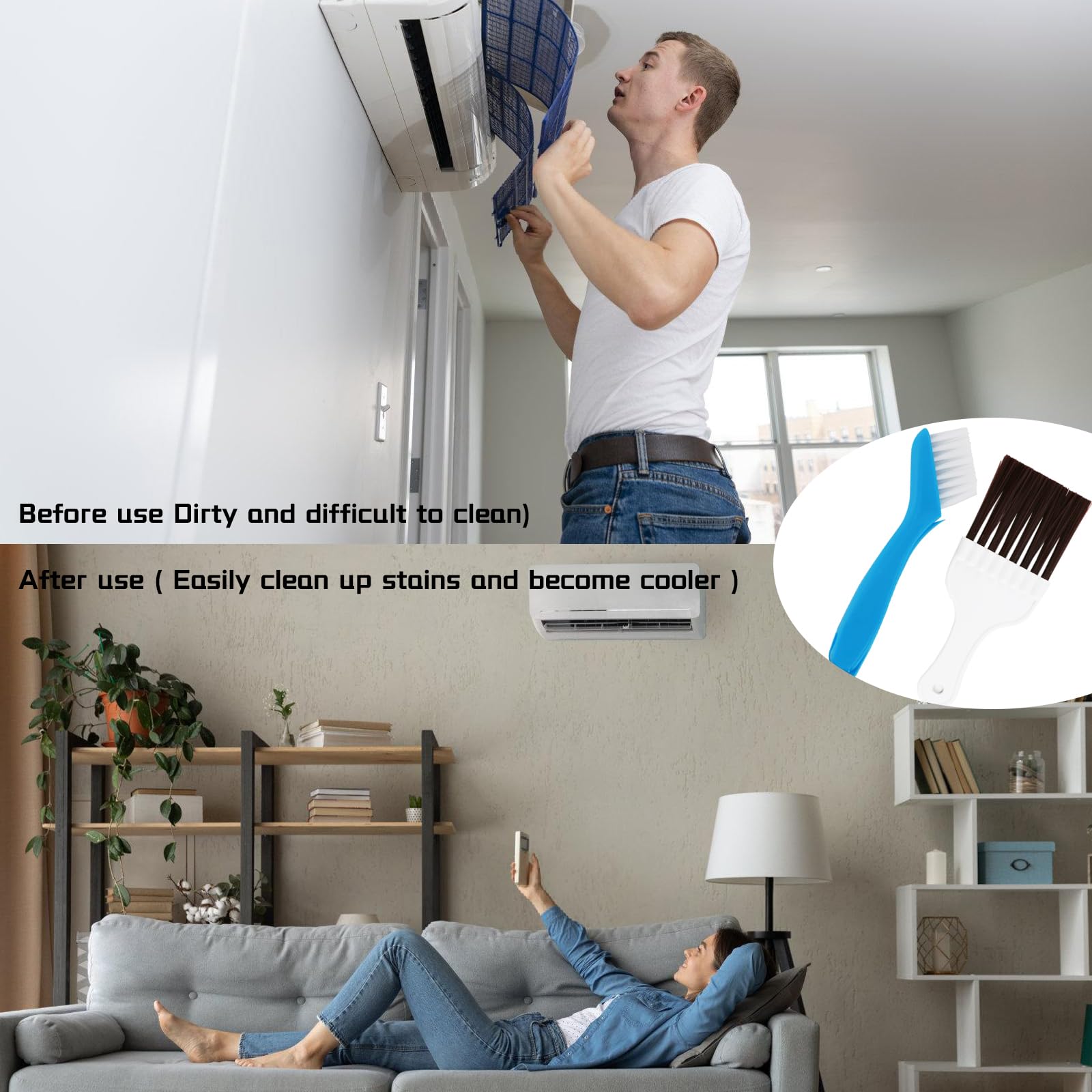 Brosse Lamelles Refroidissement Lot 3 Peignes Nettoyage Climatiseur - Pour Ailettes Condensateur - Plastique Durable - Maison Et Commerce Nettoyage Ailettes Condensateur