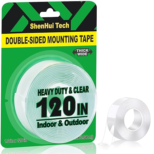 Cinta de montaje de doble cara resistente 120 pulgadas y longitud mejorada grosor ancho multiusos resistente y transparente cinta adhesiva de pared