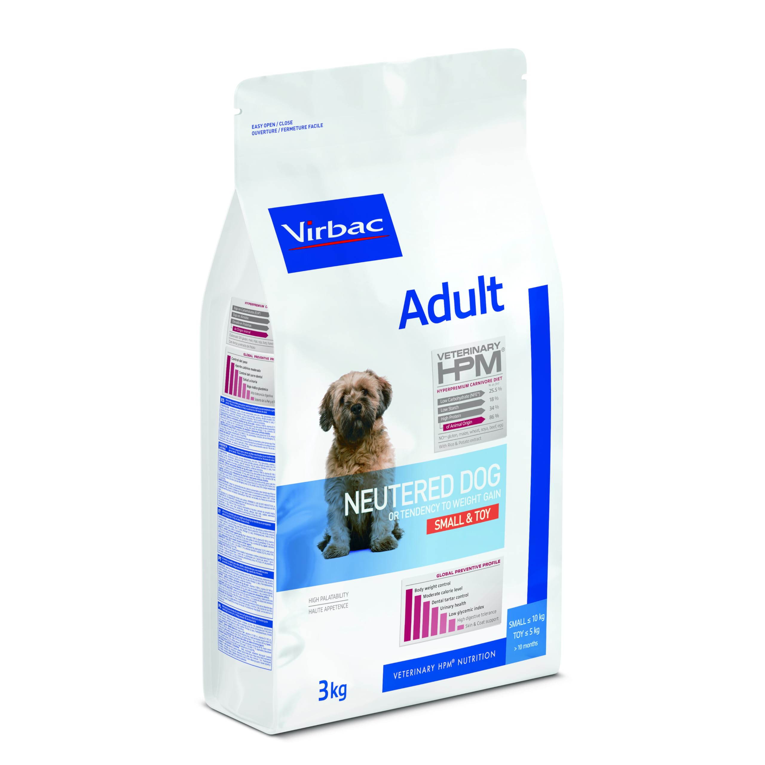 Virbac Vet Hpm Dog Ad Neutered S/Toy Nourriture 3 kg pour Chien