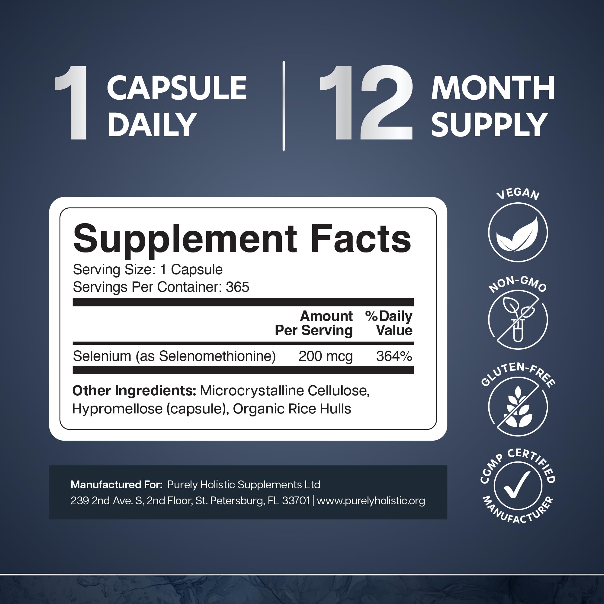 Selenium 200mcg Capsules, 1 Year Supply, Yeast-Free Selenomethionine, Vegan — Amazon image 6