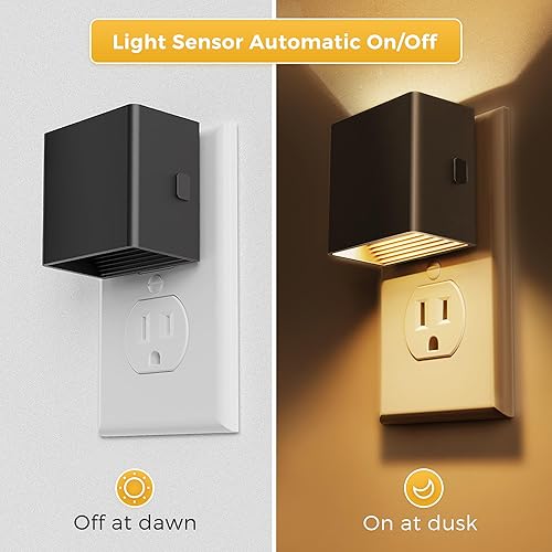 Miniatura 3 de L LOHAS LED Luz nocturna, paquete de 2 luces nocturnas enchufables a la pared con sensor de atardecer a amanecer, brillo ajustable, blanco suave de