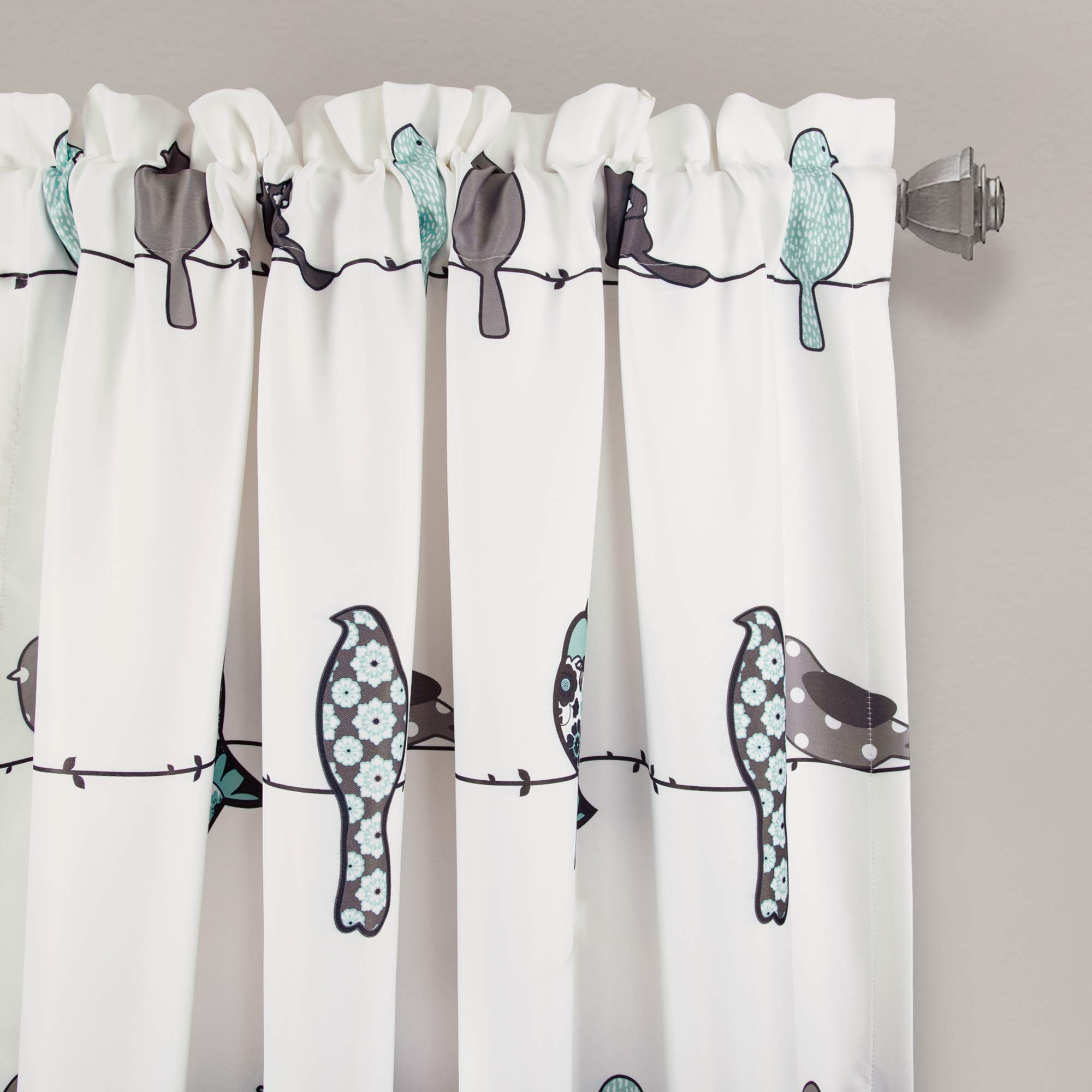 Lush Decor Rowley Birds Vorhänge, verdunkelndes Fensterpaneel-Set für Wohnzimmer, Esszimmer, Schlafzimmer (Paar), 132 x 240 cm, blu e grigio