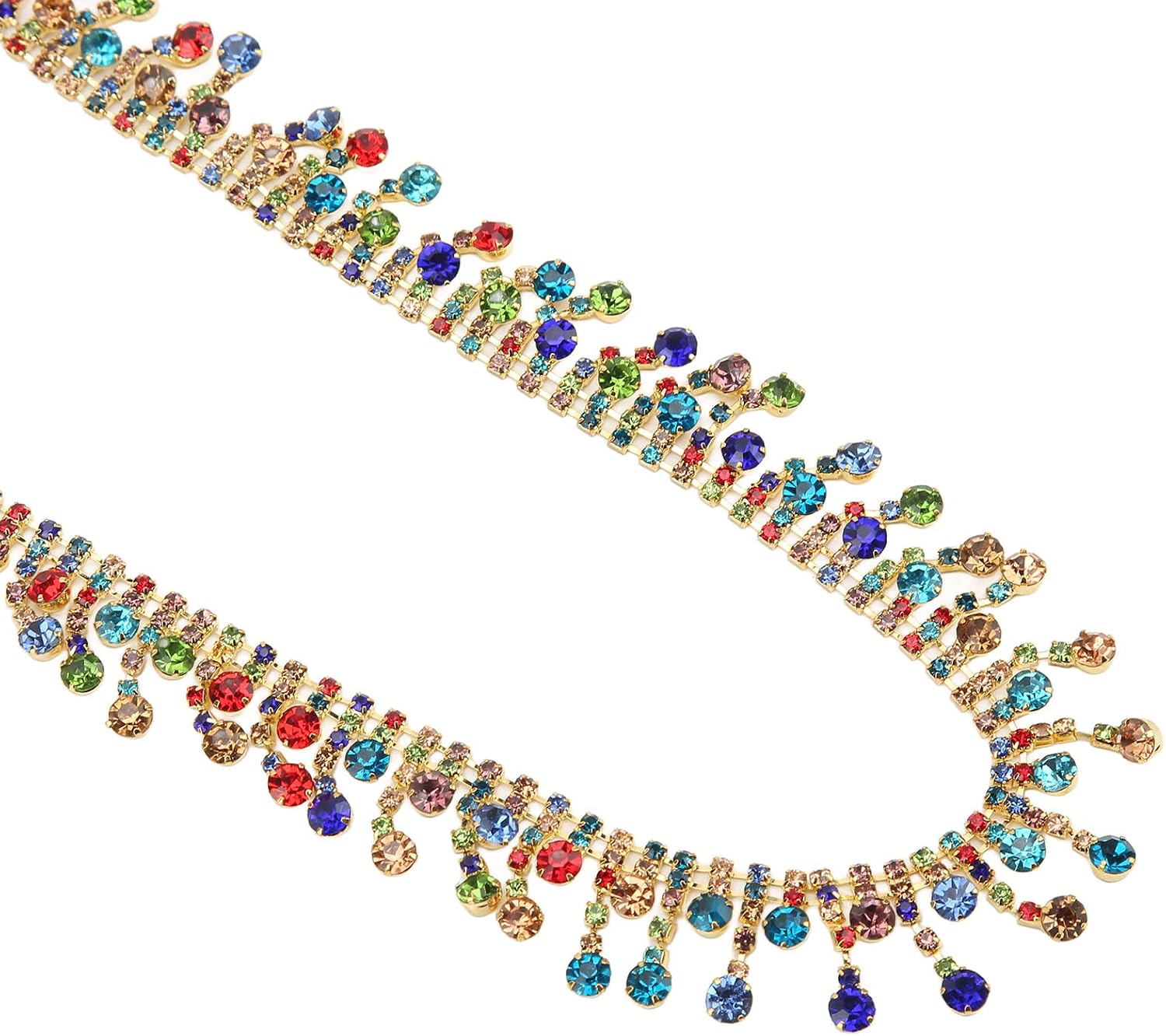 1 Yard Rhinestone Tassel Trim Embellishments Beaded Trim Fringe Trim Crystal Close Chain Applique for Sewing Crafts Decoration