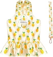 Vista 7 de Juego de arnés y correa para perro pequeño, vestidos de princesa para cumpleaños, vestidos de cachorro con estampado de frutas suaves, ropa