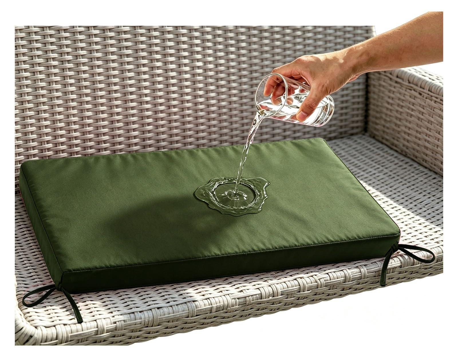 Miecoae Outdoor Swing Seat Cushions Waterproof 80% 5cm/1.9" Thick Outdoor Bench Cushion, Settee Couch Pads with Zipper Washable, Patio Swing Seat Cushion with Ties(Army Green,70x70 cm 28x28 in)