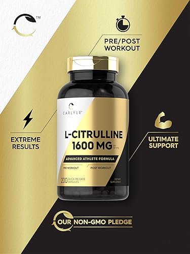 Miniatura 5 de Carlyle Suplemento L Citrulina  1600 mg  200 cápsulas en polvo  para hombres y mujeres  Fórmula avanzada para atletas  Sin OMG y sin gluten
