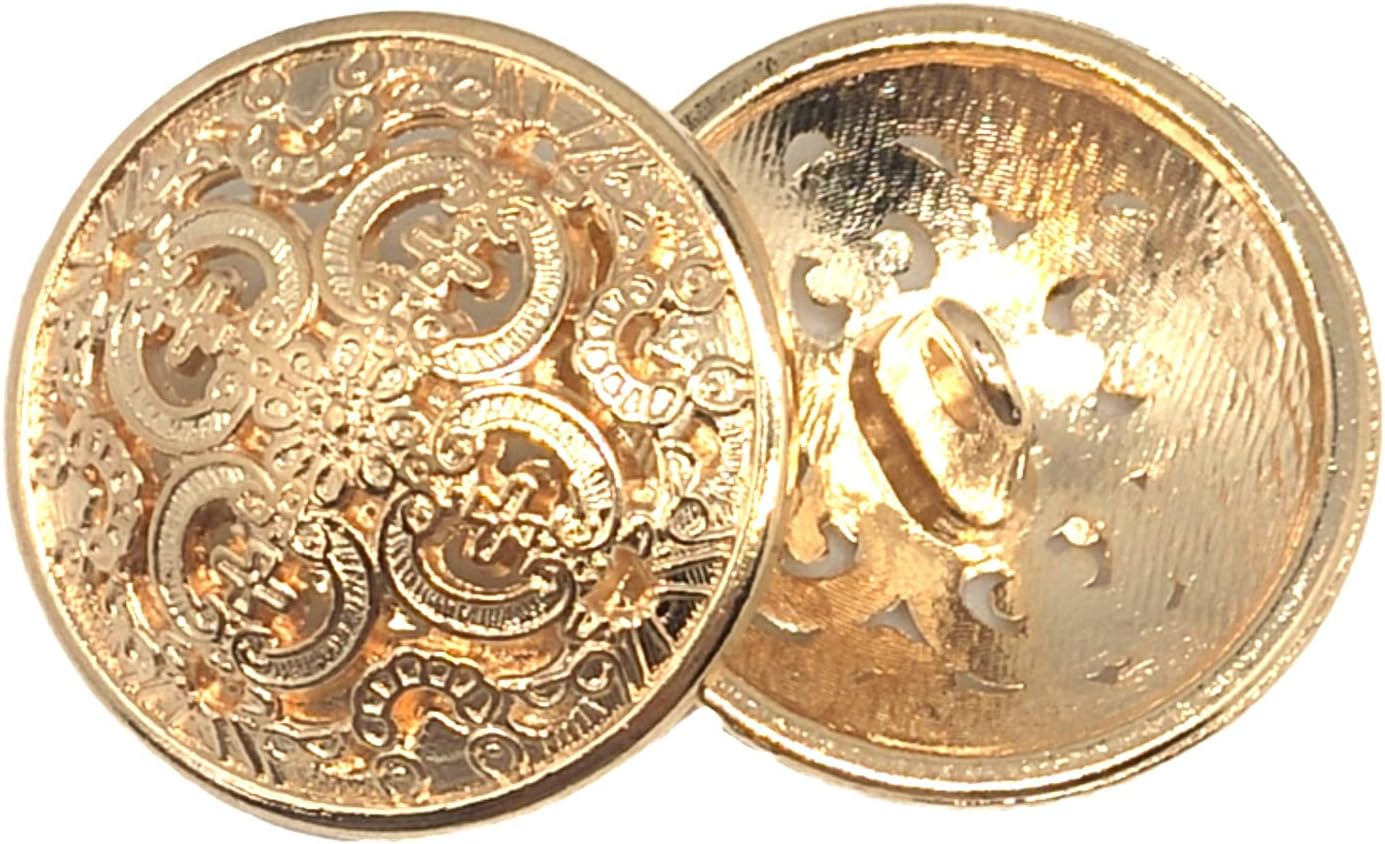 20PCS Clothes Button - Retro Hollow Sewing Button Shank Round Shaped Metal Button Set for Men Women Blazer, Coat, Uniform, Shirt, Suit and Jacket (Light Gold, 20mm)