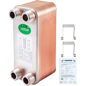 VEVOR Stainless Steel Heat Exchanger 30 Plates Heat Exchanger Max 66 kW Stainless Steel 316L Plate Heat Exchanger EATB12 Heating