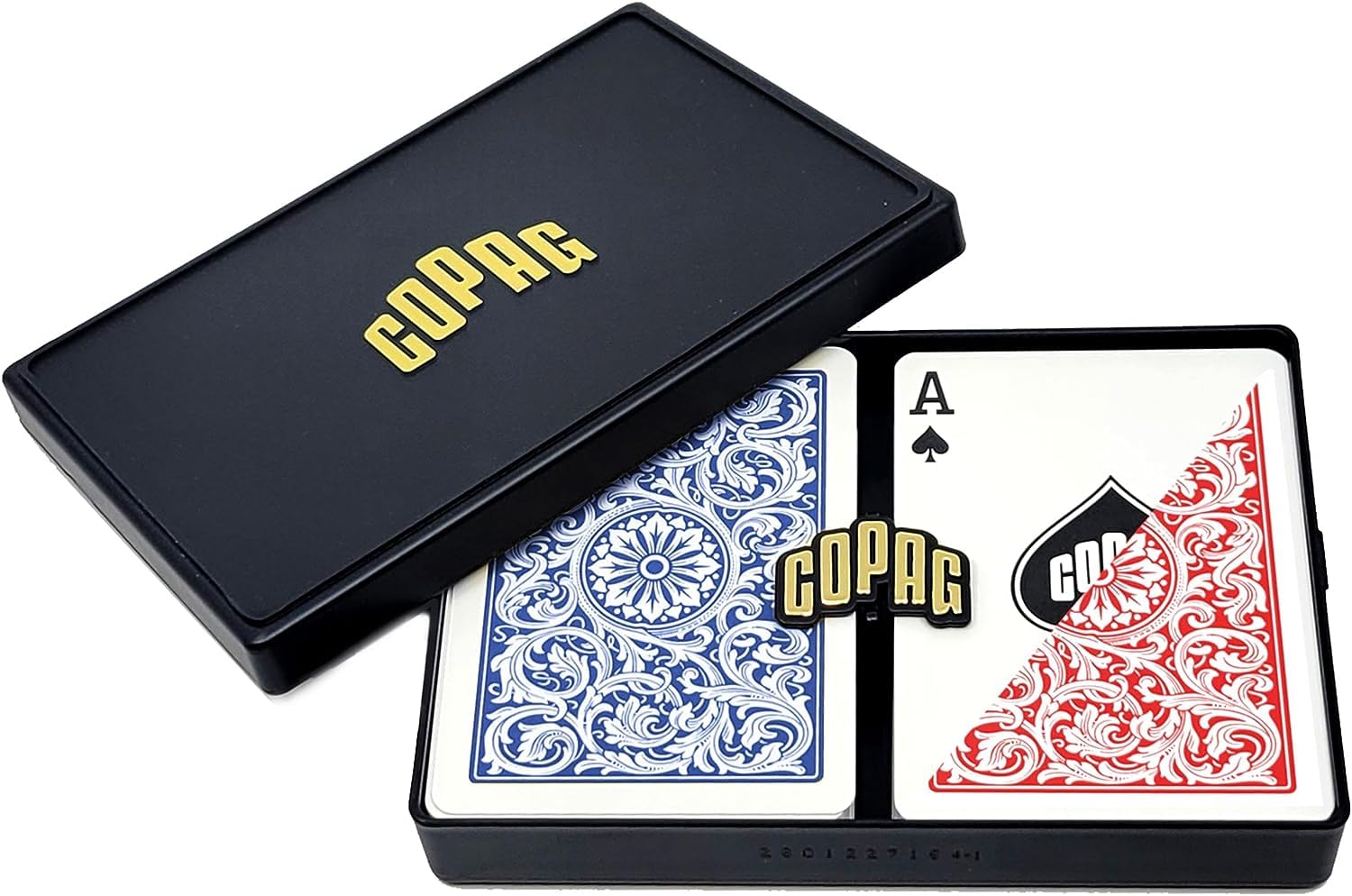 POK3R STUFF INDIA1546 Design 100% Plastic Playing Cards, Size Red/Blue (Regular Index, 1 Set)