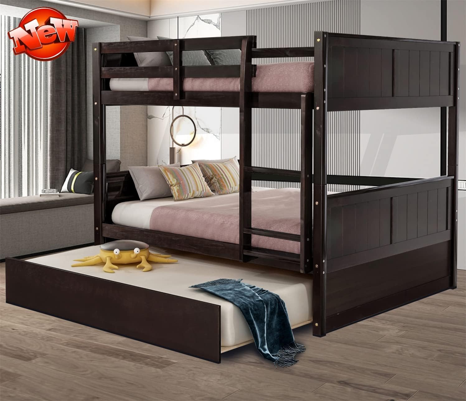 TIHWOALL Stronger & More Stable Solid Wood Full Over Full