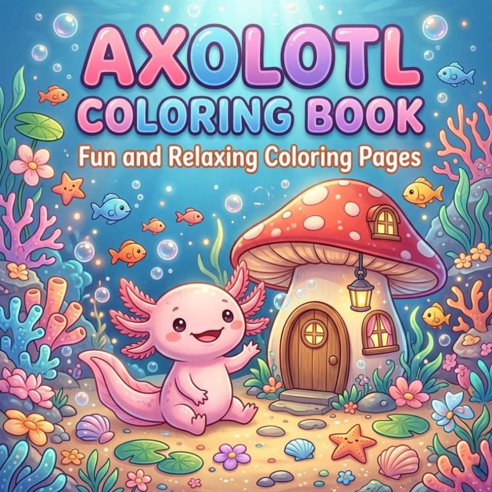 AXOLOTL COLORING BOOK: Fun and Relaxing Coloring Pages