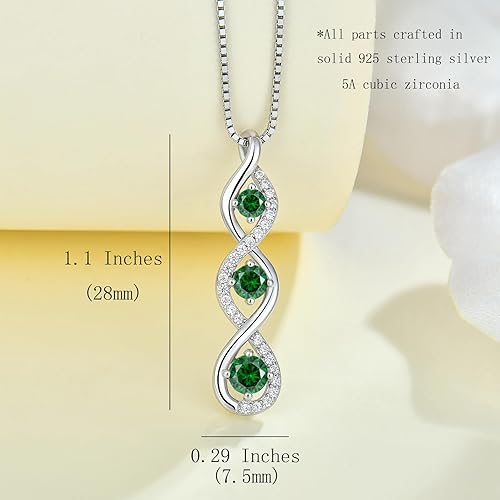 Miniatura 3 de Collar infinito para mujer, plata de ley 925, colgante de piedra natal con cadena de circonita cúbica, regalo de joyería