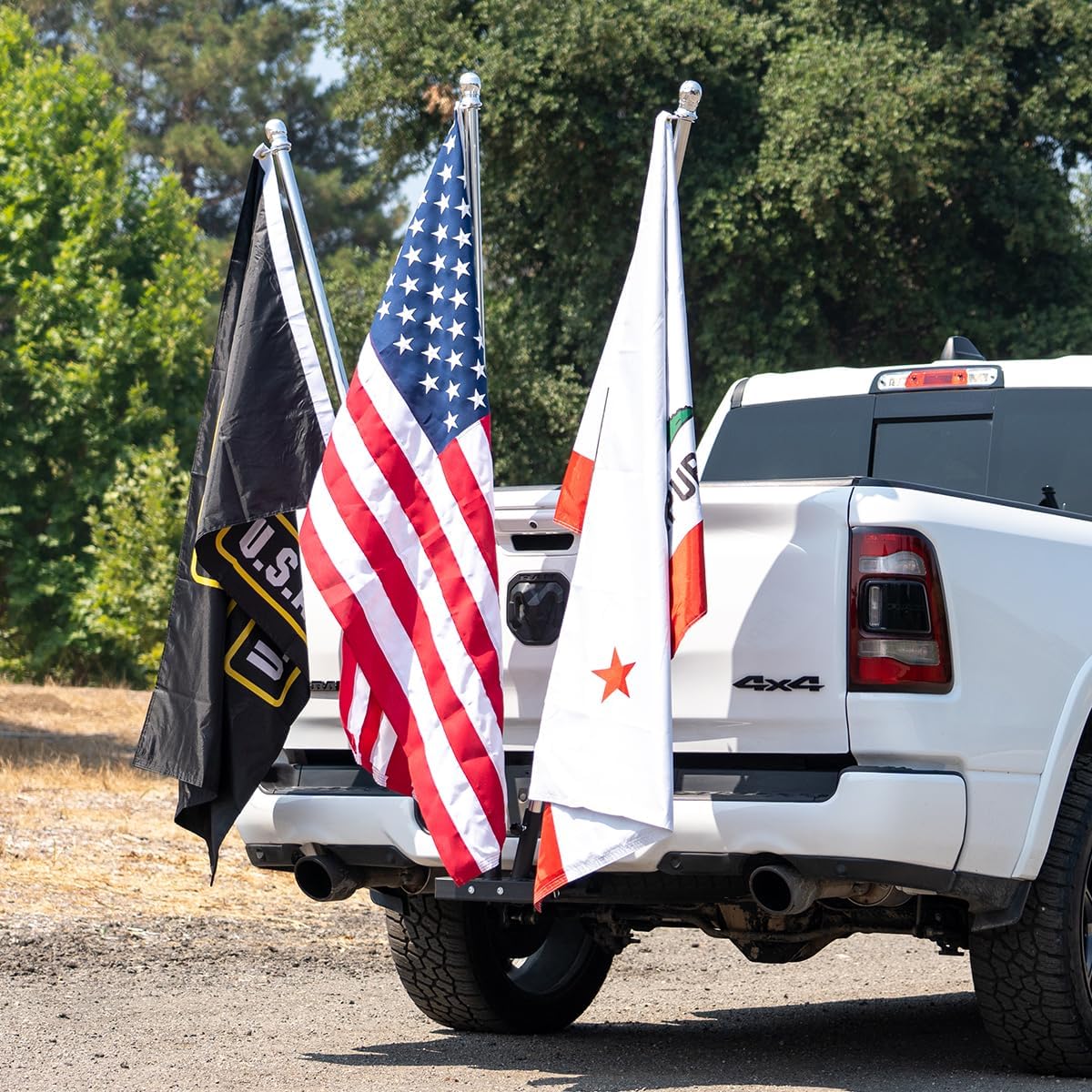 Stark USA Hitch Mount 3 Flag Pole Holder with 2-Inch Hitch, Quick Install Trailer Flag Mount, Suitable for Jeep, Trailers, Trucks, SUVs, RVs and Pickups