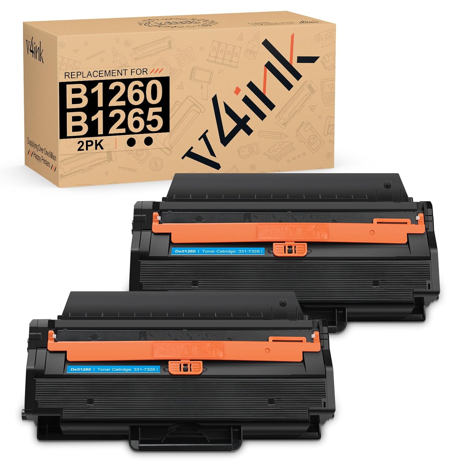 V4INK 2Pack Compatible Dell 1260 Toner Dell 3317328 (RWXNT) Toner