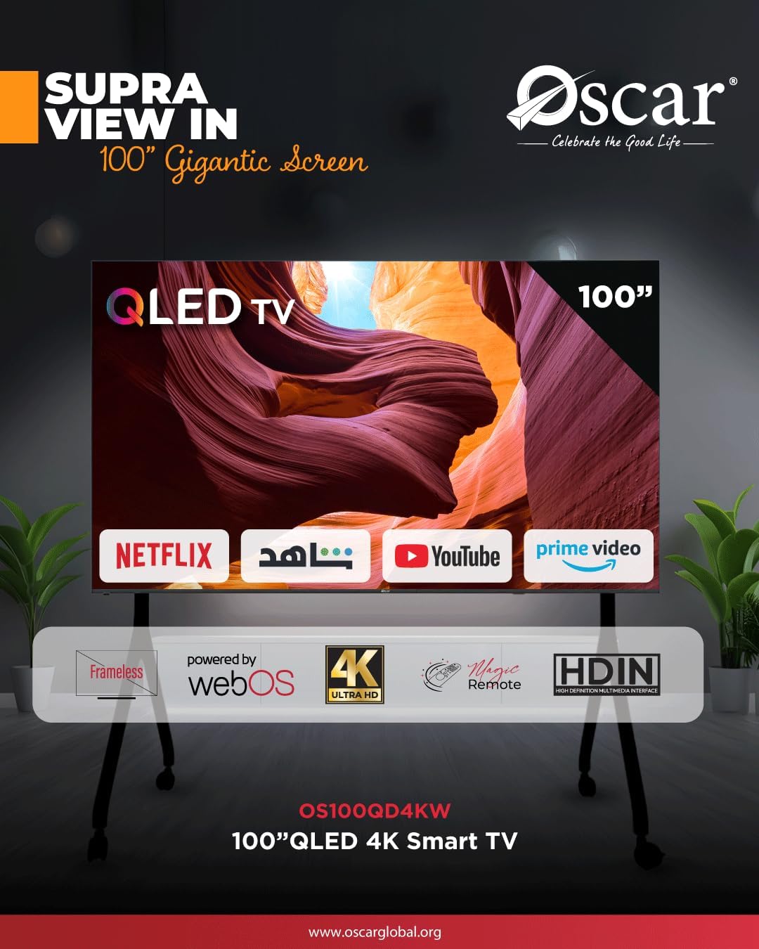 اوسكار تلفزيون سمارت OS100QD4KW 100 بوصة QLED 4K UHD بدون اطار... - view 2