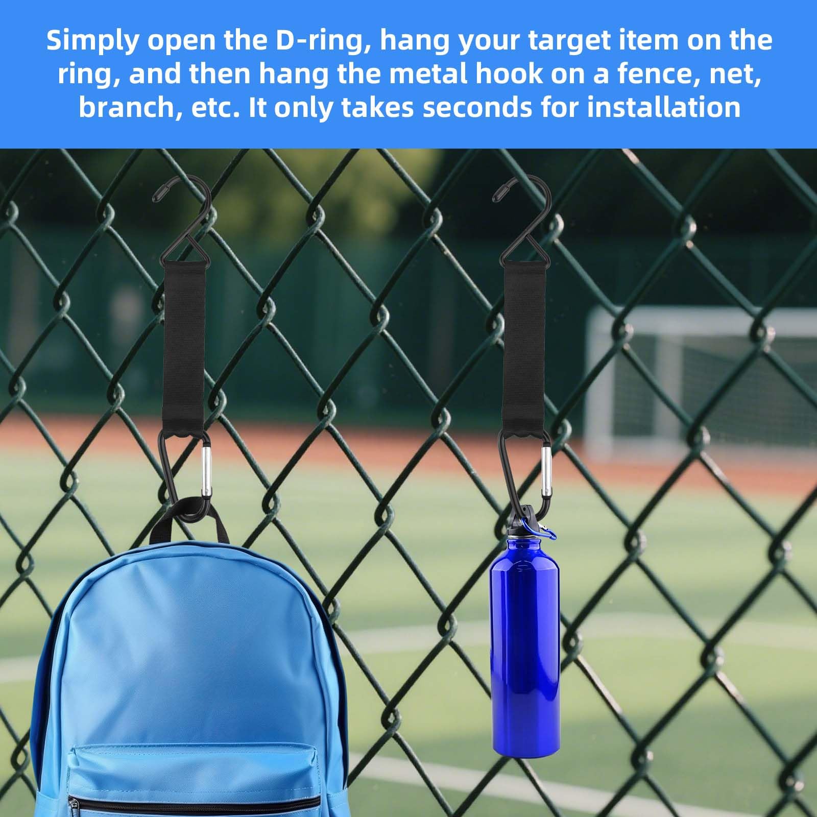 Amazon.com: Gosknor 2pcs Baseball Bag Hook for Fence, Fence Hook Carabiner  Multifunctional Tennis Backpack Hooking Outdoor Camping Equipment Hanging  Buckle Clips for Basketball Football Bags