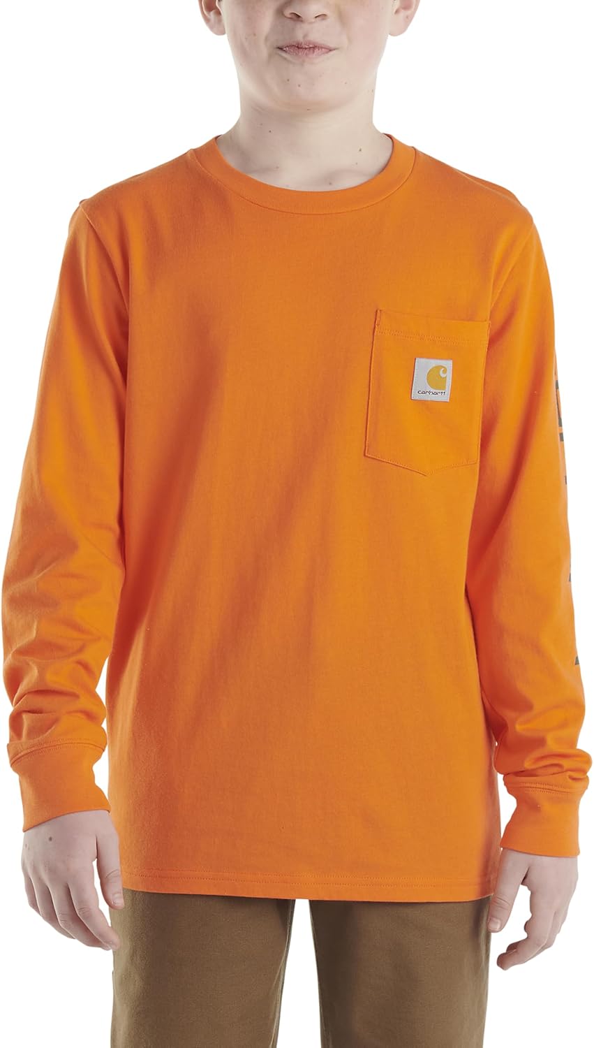 Carhartt Boys' Long-Sleeve Logo Sleeve Pocket T-Shirt
