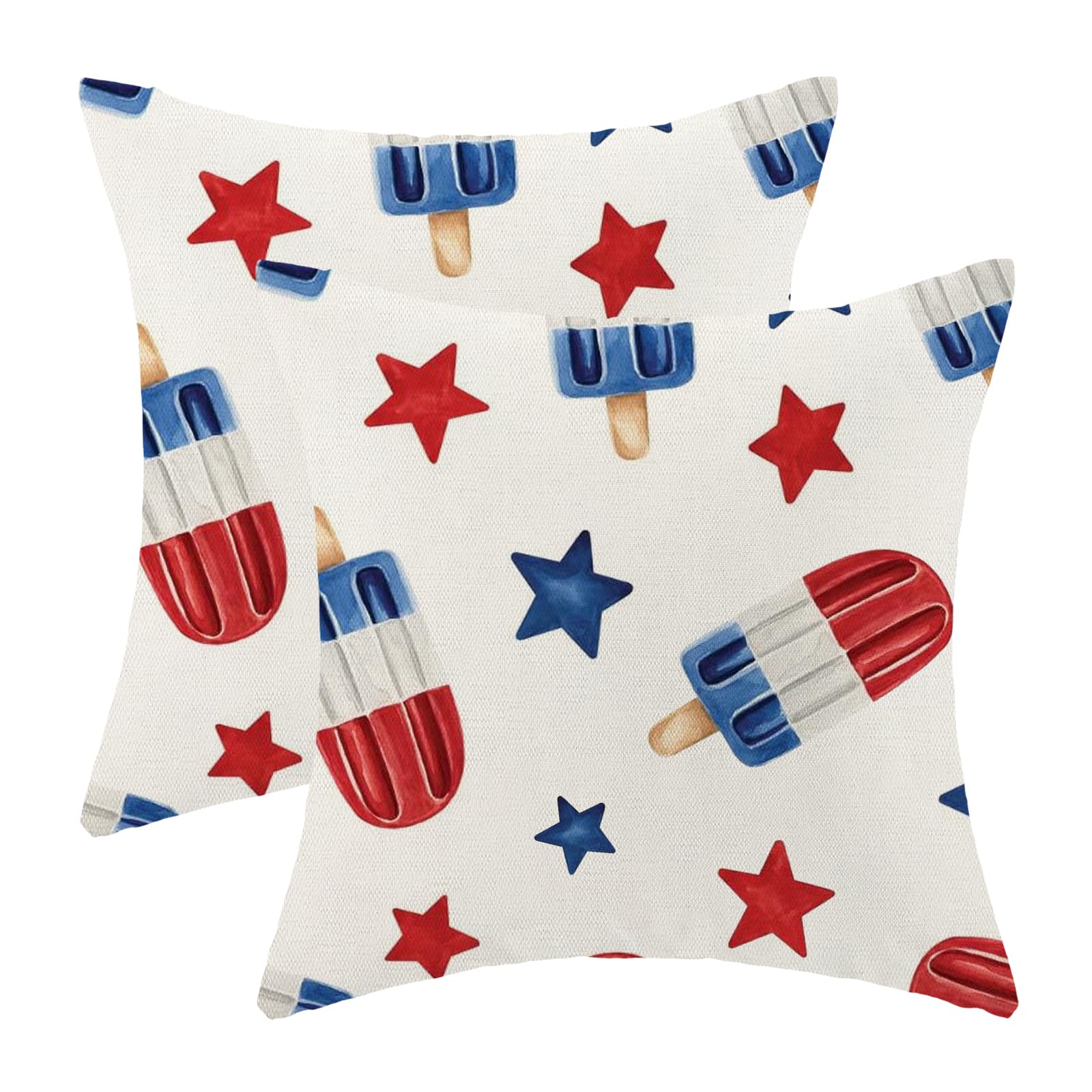 GOLIANDA 4th of July Pillow Covers 20x20 Set of 2, Red Blue Stars Decor Patriotic Throw Pillows Independence Memorial Day Pillowcase Summer Outdoor