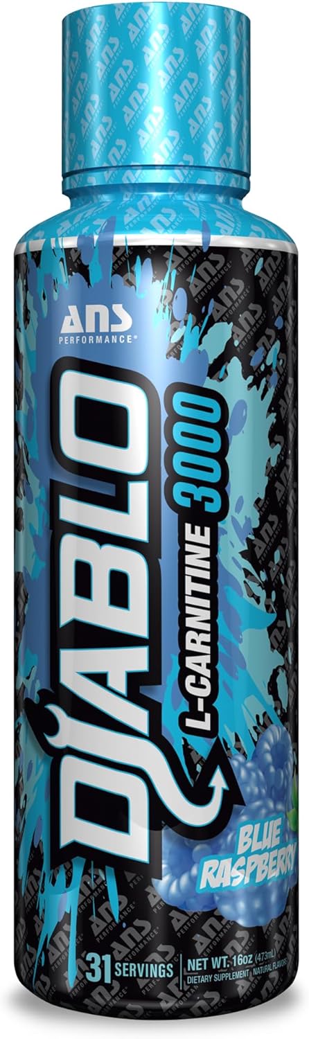 ANS Performance Diablo Carnitine for Muscle Recovery Support, Helps Fat Loss, Metabolism and Recovery from Intense Workouts, 16 Oz, Blue Raspberry