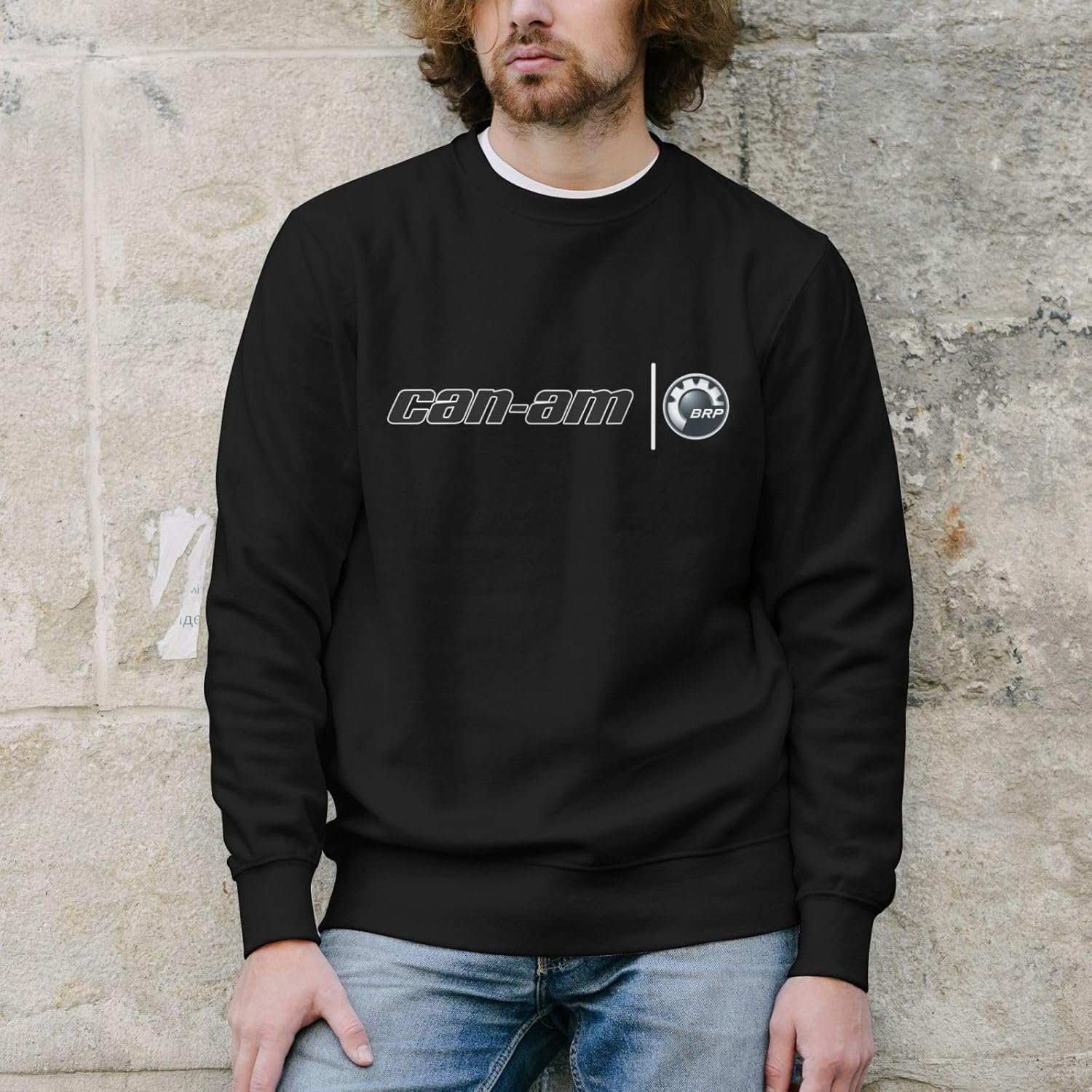 Can and am Fashionable Soft Pullover Sweatshirt Men'S Long Sleeved Round Neck Hoodie Black - Image 3