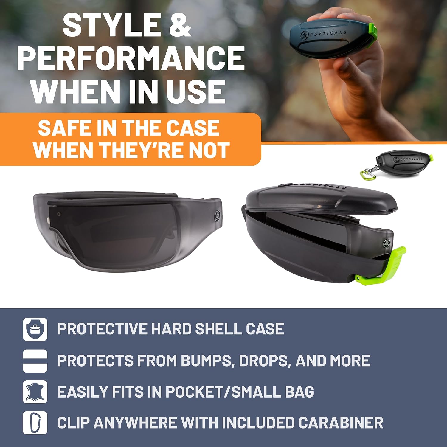 POPGEAR Mens Sport Sunglasses, Womens Polarized Sunglasses, Grilamid TR90 Made in Italy, Easily Collapse For Compact Storage