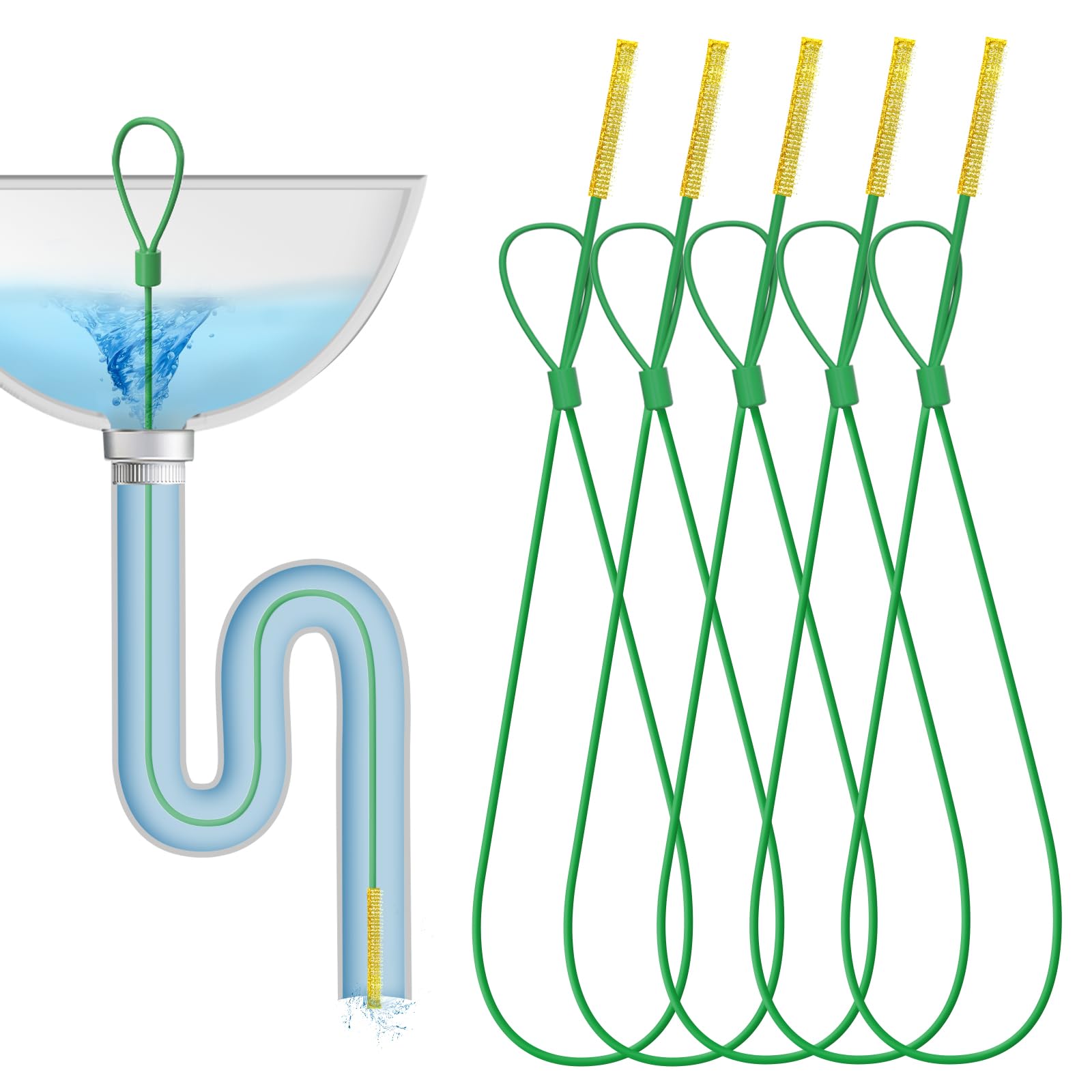 Kelly's Collection 30 Inch Drain Snake Hair Clog Remover Tool, Anti-Break Metal with Nylon Layer Sink Snake, Drain Cleaner Hair Catcher Remover for Bathroom Sink Tub, Shower, Pipe Drain(5 Pack)