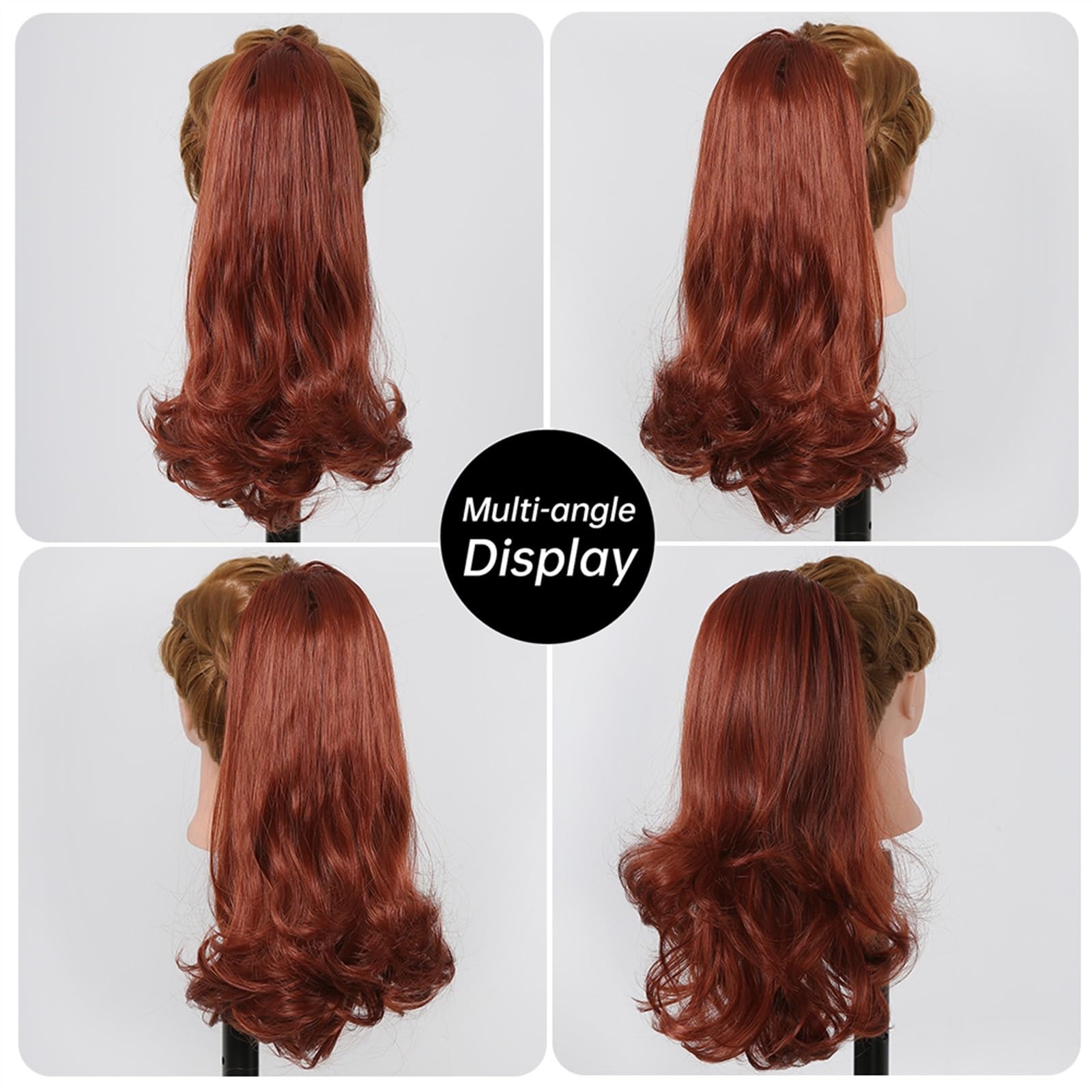 Cola de Caballo Extensiones de cabello de cola de caballo for mujer, cordón sintético, cola roja y marrón, postizos rectos, pelo de Cosplay resistente al calor Chica Postizos de Pelo(NMW1026-5)