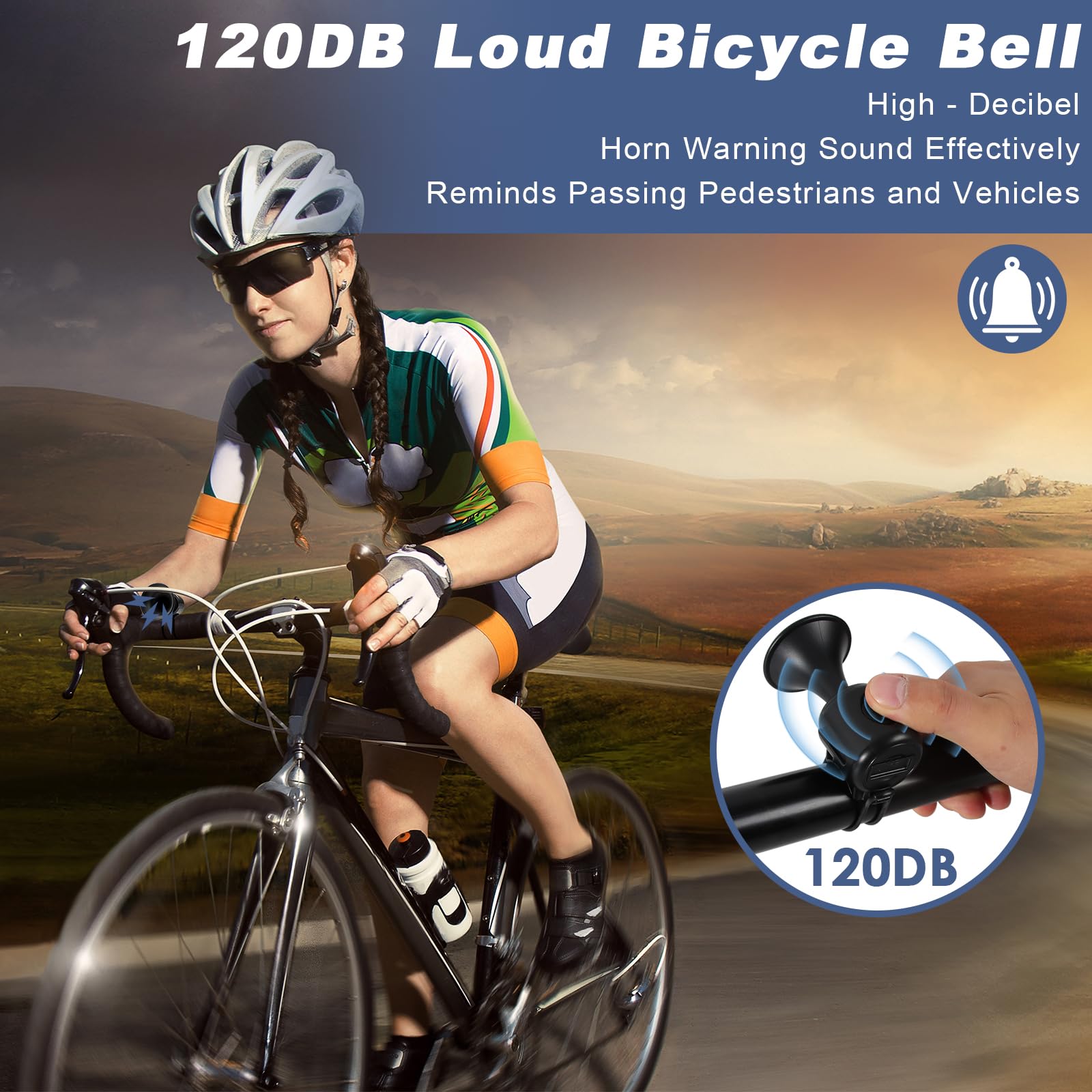 Afaneep Campanello Bici, Clacson Bici Campanello Bicicletta - 120DB Clacson Bici Elettrica Campanello Bici Elettrico Impermeabile IPX4 Campanello Elettrico Bici Campanelli per Bicicletta (Nero)